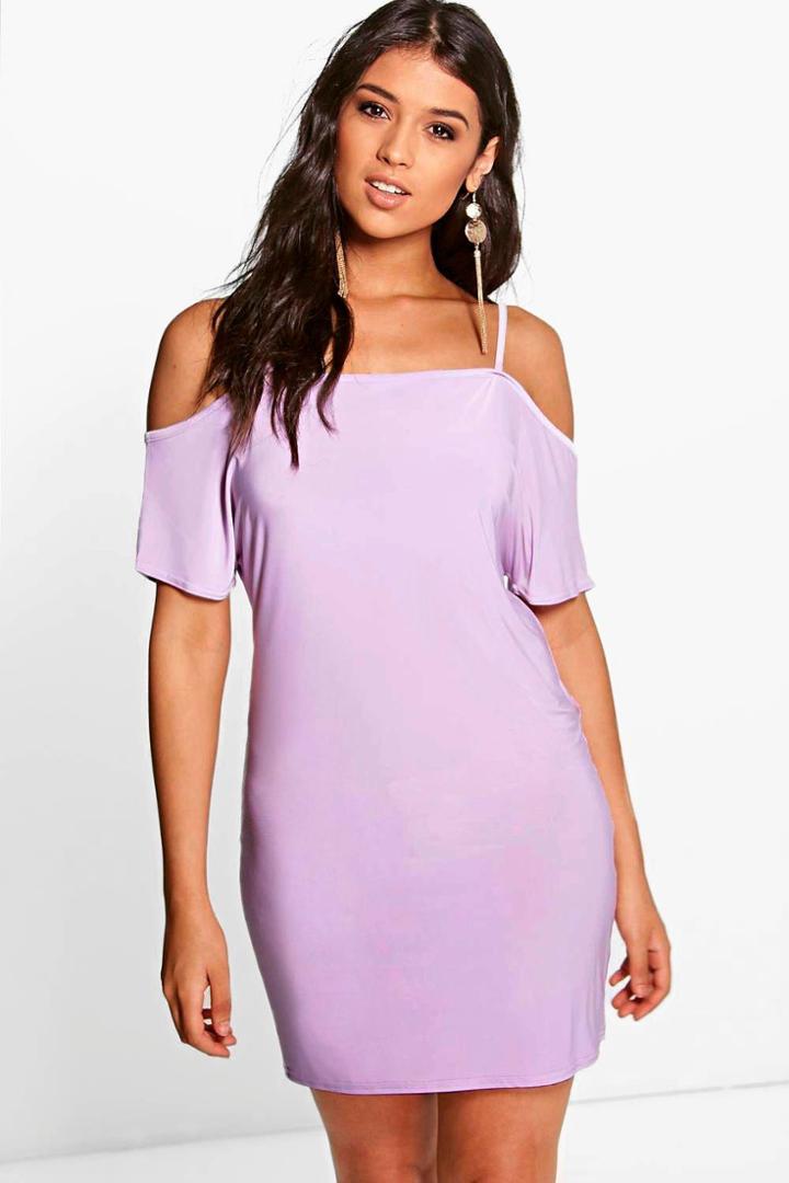 Boohoo Lissie Cold Shoulder Swing Dress Mauve