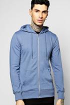 Boohoo Basic Zip Thorugh Hoodie Denim-blue