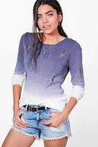 Boohoo Camille Dip Dye Distressed Jumper