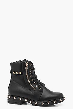 Boohoo Layla Studded Rand Hiker Boot