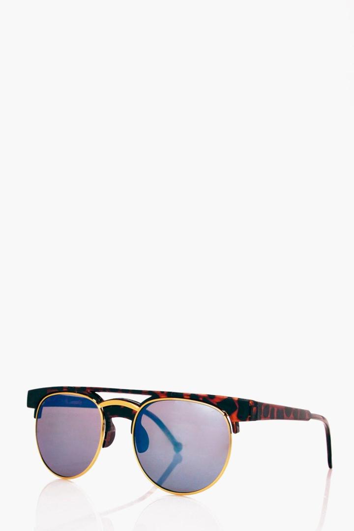 Boohoo Blue Lense Tortoise Shell Sunglasses Brown
