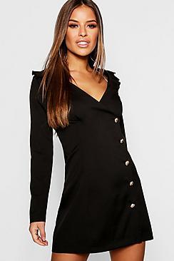 Boohoo Petite Button Detail Blazer Dress