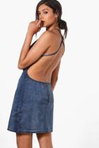 Boohoo Nicola Cross Back Strap Bodycon Dress Blue