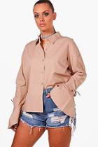 Boohoo Plus Jamie Drawstring Detail Sleeve Shirt