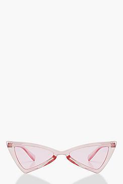Boohoo Coloured Lens Triangle Cat Eye Fashion Glasses