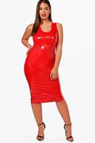 Boohoo Plus Zoe Vinyl Leather Look Midi Dress