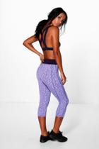 Boohoo Eva Space Dye Performance Capri Running Leggings Purple