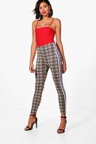 Boohoo Tania Contrast Side Check Skinny Trouser