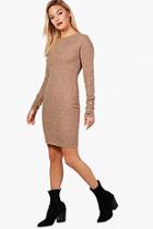 Boohoo Leah Knitted Rib Midi Dress