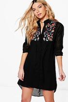 Boohoo Boutique Dory Embroidered Shirt Dress