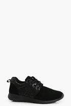 Boohoo Emma Marble Panel Lace Up Trainers