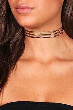 Boohoo Rosie Metal Ribbon Tie Choker