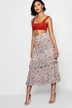 Boohoo Peyton Woven Floral Tiered Chiffon Maxi Skirt
