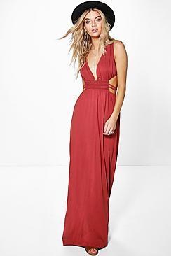 Boohoo Ava Rouched Waist Band Maxi Dress