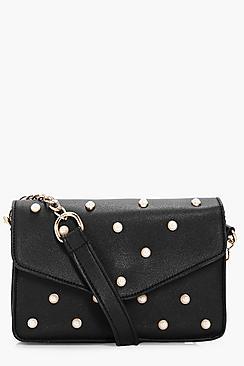Boohoo Rosie Pearl Stud Box Cross Body Bag
