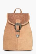 Boohoo Isla Boutique Leather Buckle Detail Backpack Tan