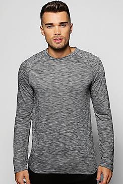 Boohoo Long Sleeve Slub T-shirt With Curved Hem