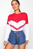 Boohoo Petite Philippa Varsity Style Long Sleeve Top