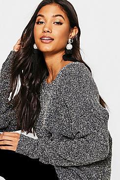 Boohoo Chenille Loose Fit Tinsel Yarn Jumper