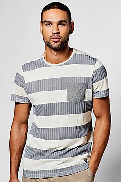 Boohoo Cotton Slub Stripe T Shirt