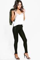 Boohoo Sara Snake Skin Leather Look Panel Leggings Black