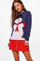 Boohoo Petite Sally Snowman Christmas Jumper