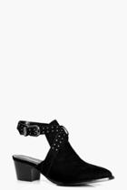 Boohoo Orla Closed Toe Studded Western Shoe Boot Black