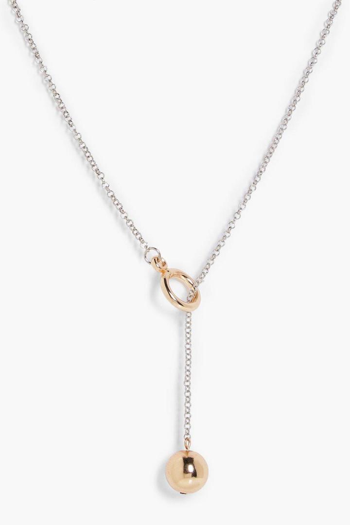 Boohoo Kirsten Ball & Loop Chain Necklace Silver