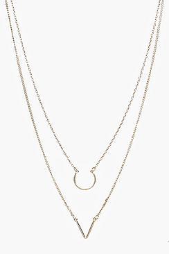 Boohoo Mia Circle And Triangle Layered Necklace