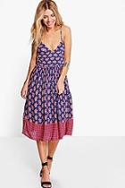 Boohoo Prisha Ditsy Tie Back Midi Dress