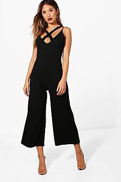 Boohoo Johannah Cross Front Wide Leg Jumpsuit