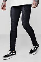 Boohoo Super Skinny Biker Jeans With Panelling