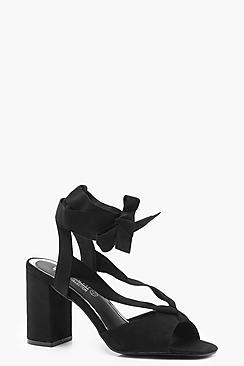 Boohoo Harriet Wide Fit Wrap Strap Block Heels