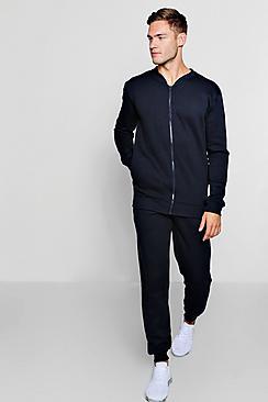 Boohoo Bomber Neck Fleece Tracksuit