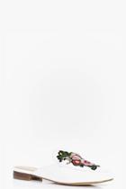 Boohoo Melissa Floral Embroidered Mule Loafer White