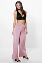 Boohoo Matilda Pocket Side Wide Leg Trousers Rose
