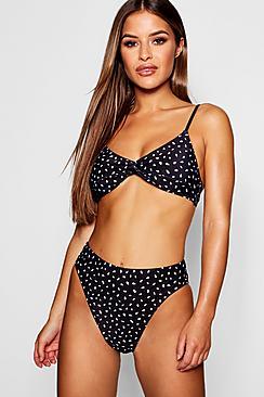 Boohoo Petite Mix & Match Spot Print Triangle Top