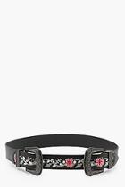 Boohoo Lily Embroidered Double Buckle Western Belt