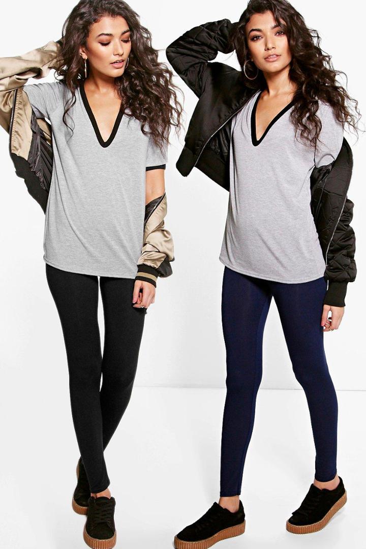 Boohoo Annie 2 Pack Basic Jersey Leggings Multi