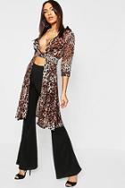 Boohoo Leopard Plunge Neck Split Maxi Shirt
