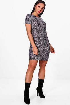 Boohoo Paisely Print Brushed Kit Shift Dress