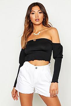 Boohoo Off The Shoulder Shirred Top