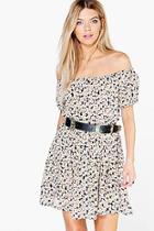 Boohoo Bekki Daisy Print Button Through Swing Dress
