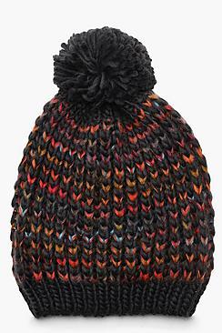 Boohoo Multi Coloured Chunky Pom Beanie