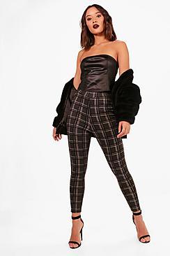 Boohoo Irina Large Check Ponte Leggings