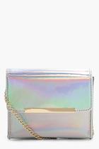 Boohoo Mia Silver Holographic Structured Cross Body