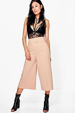 Boohoo Ayah Deep Waistband Wide Leg Woven Culottes