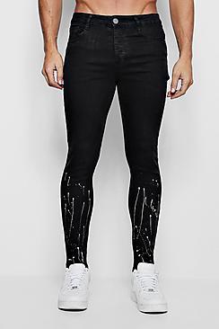 Boohoo Super Skinny Jeans With Paint Splatter Hem