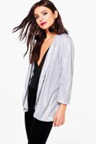 Boohoo Lily Boutique Sequin Tailored Blazer Silver