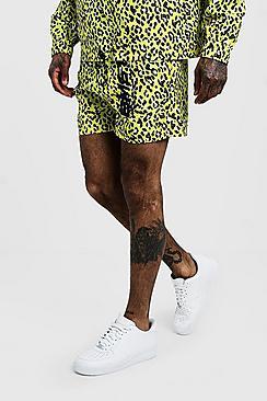 Boohoo Animal Print Mid Length Short